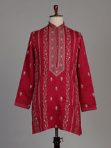 Maroon silk kurta suit with intricate floral embroidery for mens