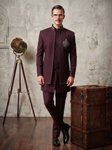 Wine red luxury men indo western