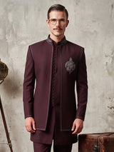 Wine red luxury men indo western