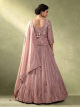 Dusty mauve pink tissue silk lehenga choli