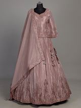Dusty mauve pink tissue silk lehenga choli