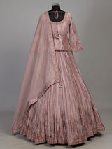 Dusty mauve pink tissue silk lehenga choli