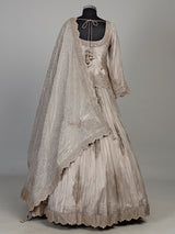 Pastel grey tissue silk lehenga choli with cutdana and stone work