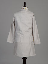 Silver-grey silk blend boys waistcoat set with floral sequin detailing