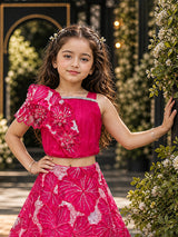 Rani pink sculpted floral girl designer lehenga choli