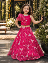 Rani pink sculpted floral girl designer lehenga choli