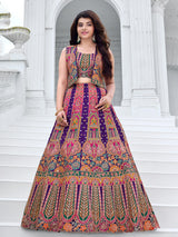 Purple geometric grandeur girl lehenga choli with jacket