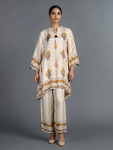 Off white sanganeri floral women kurti set