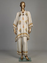 Off white sanganeri floral women kurti set