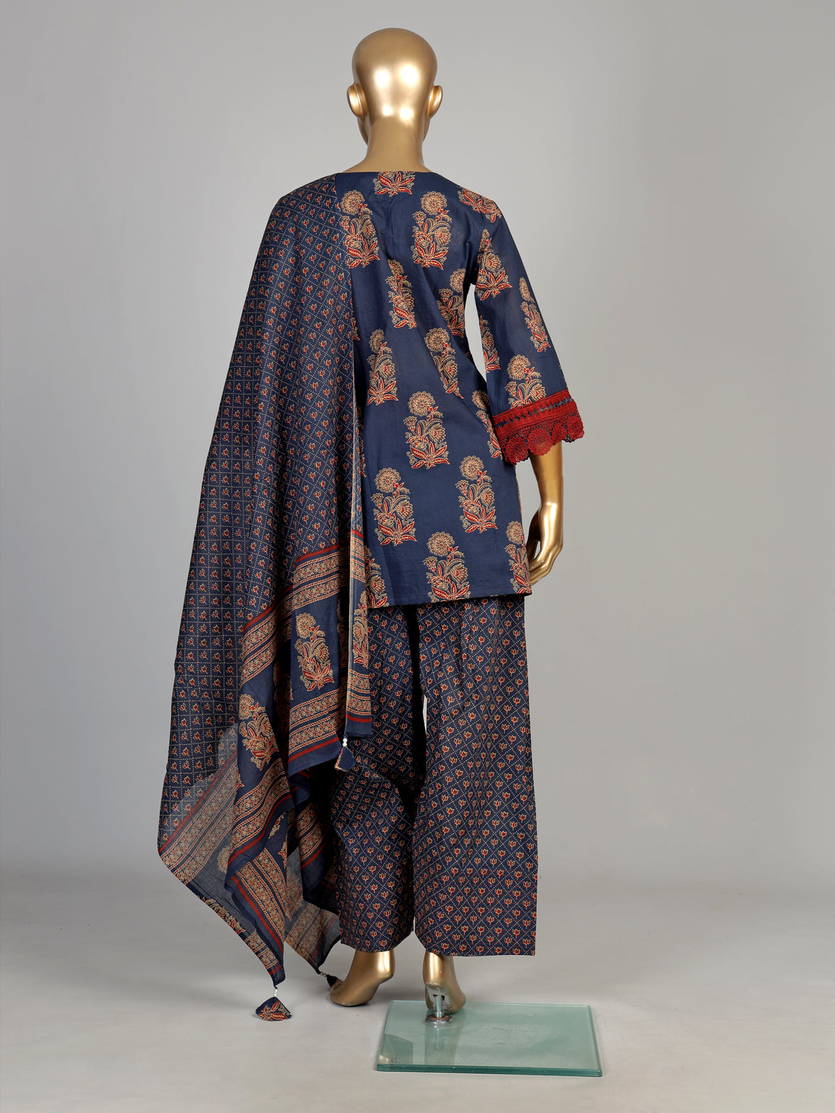 Blue jaali floral women kurti set