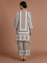 Blue grey mughal print women kurti set