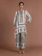 Blue grey mughal print women kurti set