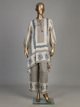 Blue grey mughal print women kurti set