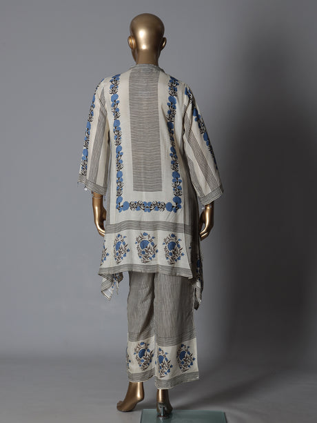 Blue grey mughal print women kurti set