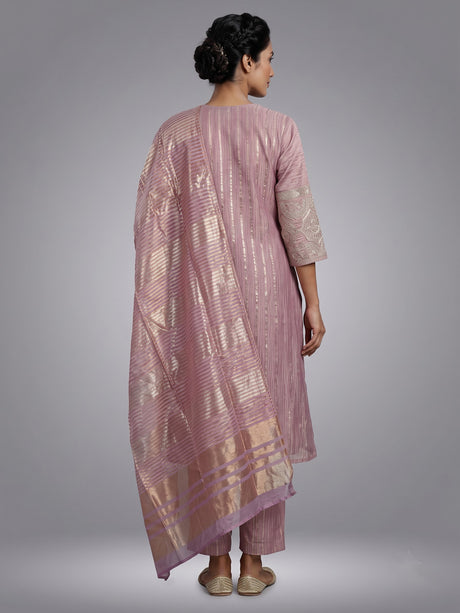 Pastel purple zari stripe women kurti set