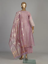 Pastel purple zari stripe women kurti set