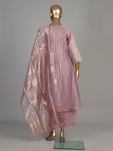 Pastel purple zari stripe women kurti set