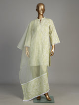 Pista green lily vine women kurti set