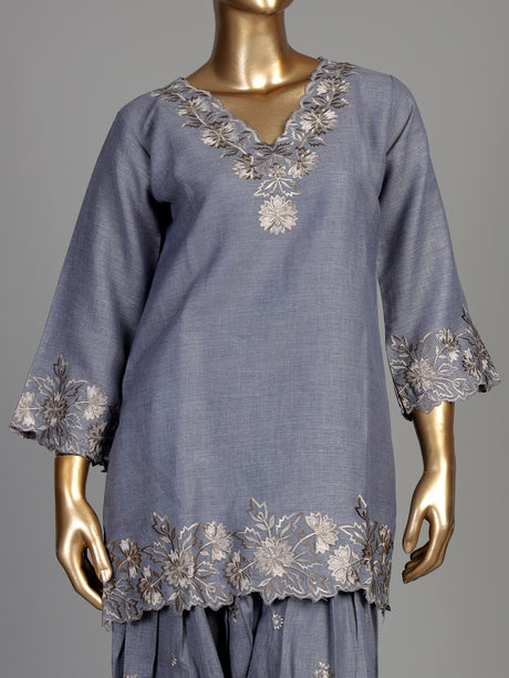 Grey anemone border women kurti set