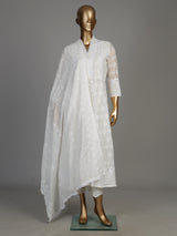 White chikankari anarkali women kurti set