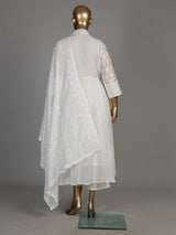 White chikankari anarkali women kurti set