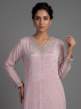 Pink celestial vine women kurti set with dupatta