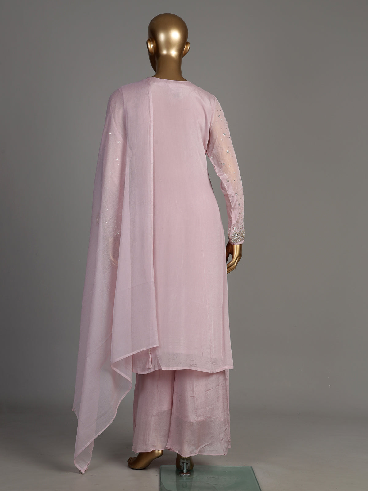 Pink celestial vine women kurti set with dupatta