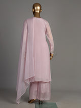 Pink celestial vine women kurti set with dupatta