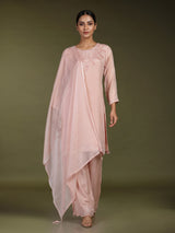 Onion pink tissue silk floral women kurti set