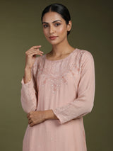 Onion pink tissue silk floral women kurti set