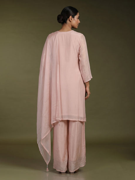 Onion pink tissue silk floral women kurti set