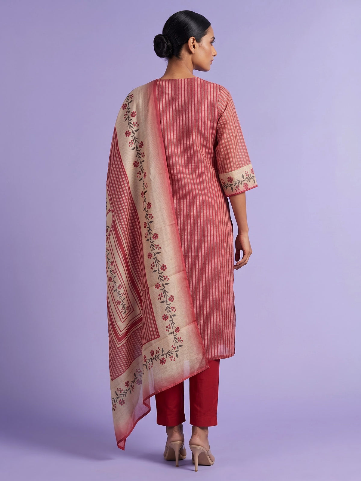 Maroon cypress print women kurti set