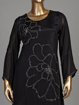 Black abstract blossom women kurti set