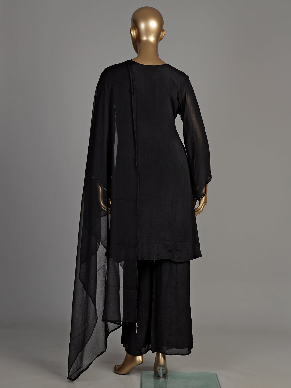 Black abstract blossom women kurti set