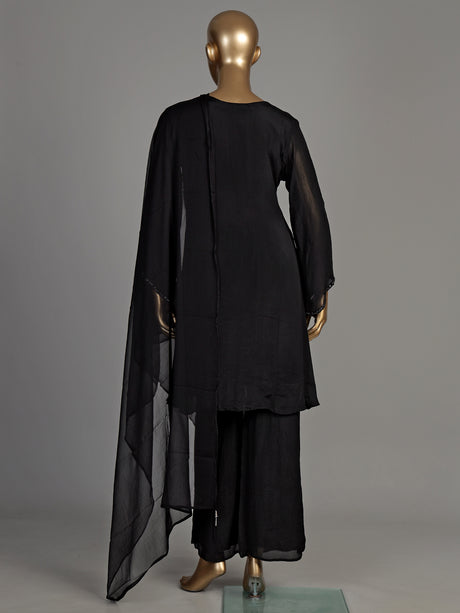 Black abstract blossom women kurti set