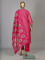 Pink Leheriya floral women kurti set
