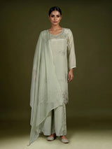 Pista green dahlia women kurti set