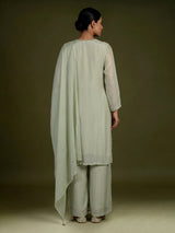 Pista green dahlia women kurti set