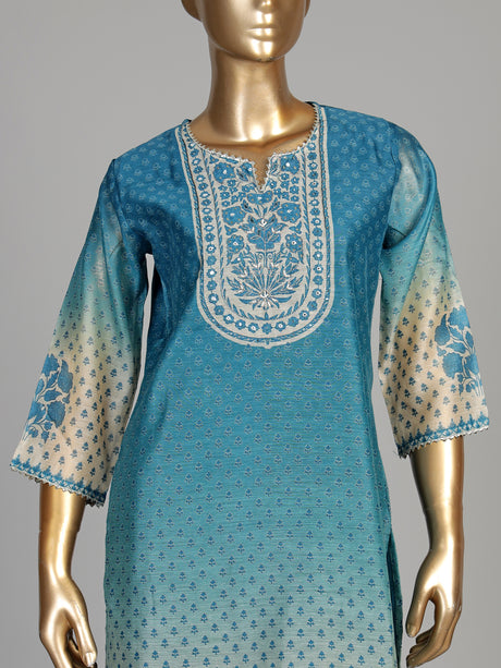 Rama blue Mughal medallion women kurti set