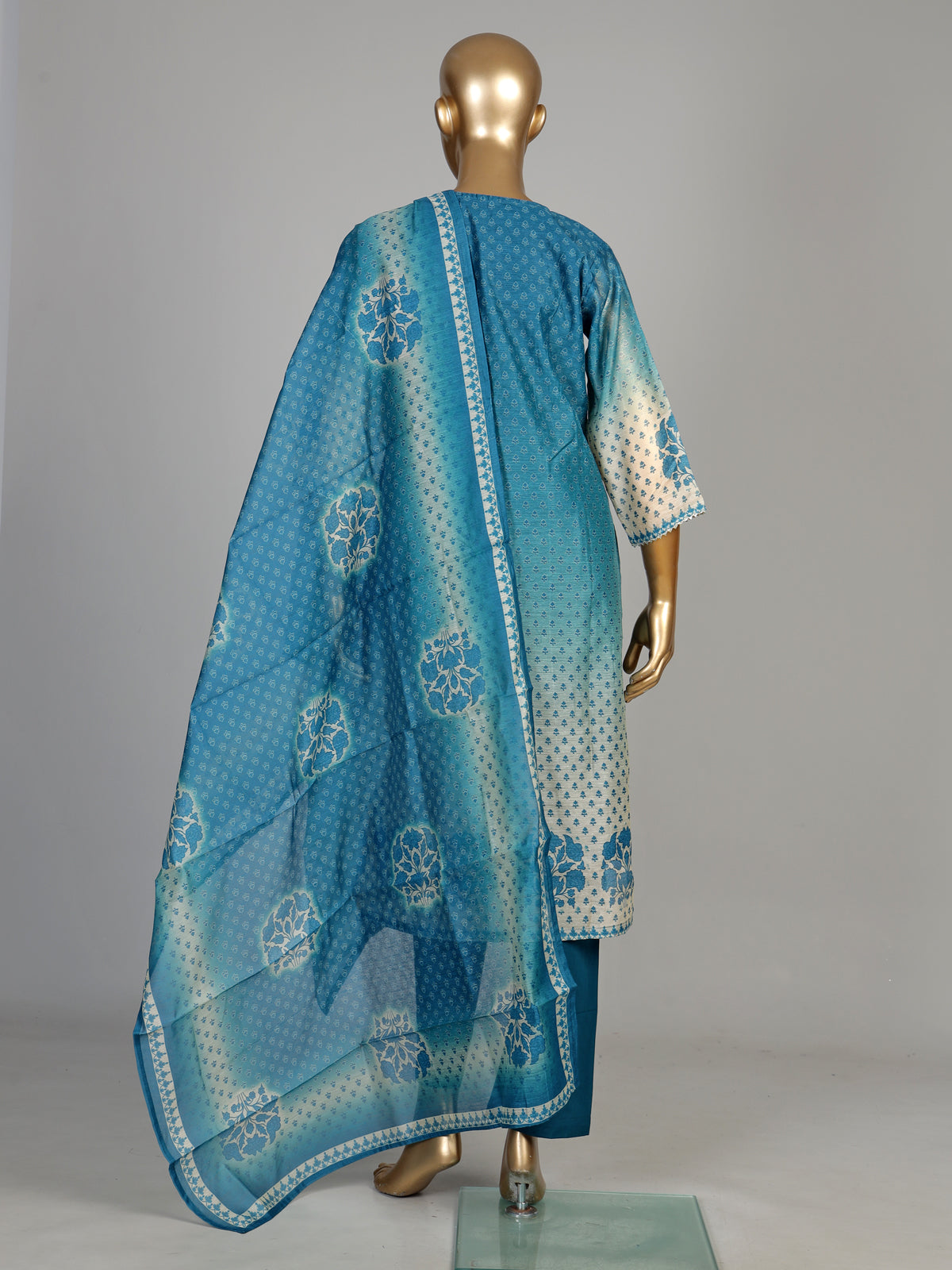 Rama blue Mughal medallion women kurti set