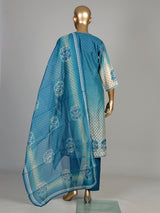 Rama blue Mughal medallion women kurti set