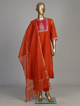 Rust orange Mughal paisley women kurti set