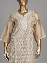 Beige floral lattice women kurti set