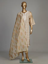 Beige floral lattice women kurti set