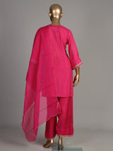 Rani pink Bandhani scallop women kurti set