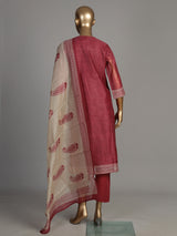Maroon geometric bib women kurti set