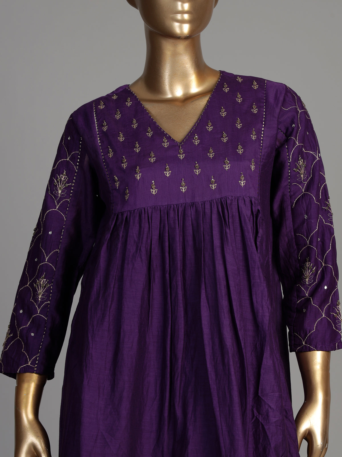Purple diamond lattice women kurti set