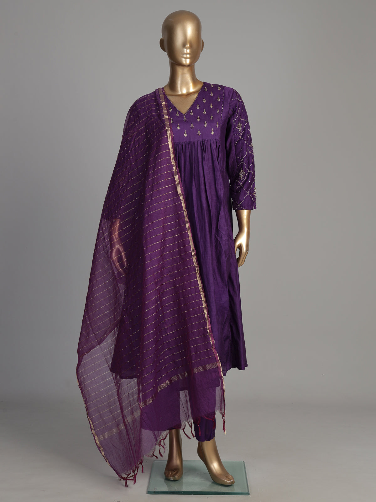 Purple diamond lattice women kurti set