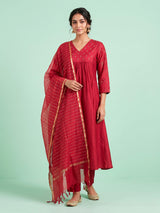 Rani pink empire waist women kurti set