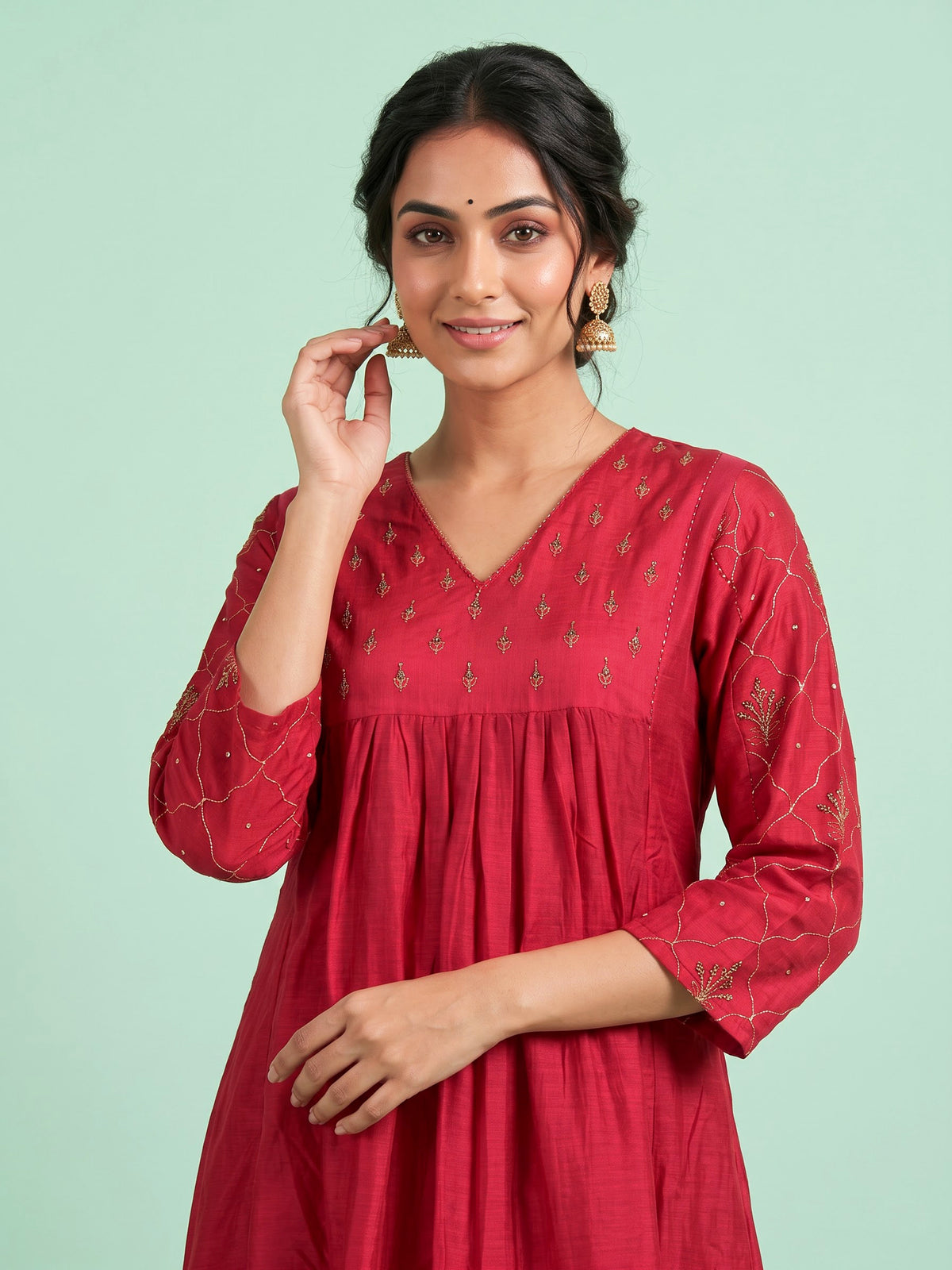 Rani pink empire waist women kurti set